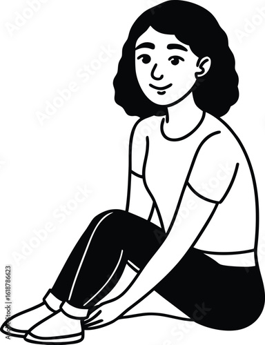 girl sitting sideways smiling softly clean modern