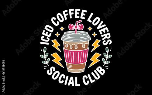 Iced Coffee Lover Social Club svg t-shirt quotes design
