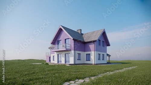 Wallpaper Mural A two story house with purple and white siding home Torontodigital.ca