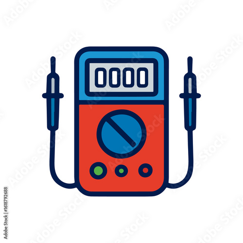 Digital multimeter with probes isolated on white background