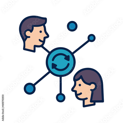 Connecting people through a network system isolated on white background