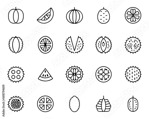 Striking solid glyph graphic of a pungent durian fruit showcasing its unique texture and aroma perfect for culinary or tropical themes