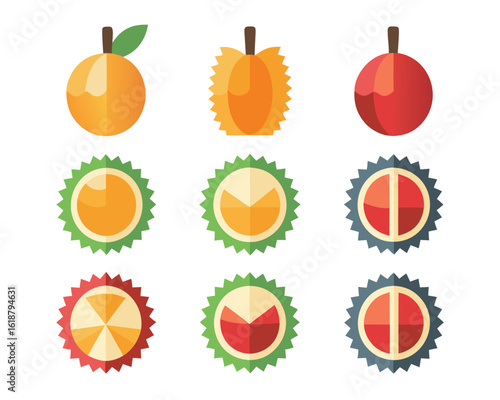 A striking solid glyph design featuring a distinctive pungent durian fruit rendered in a bold graphic style with a clear outline and internal details