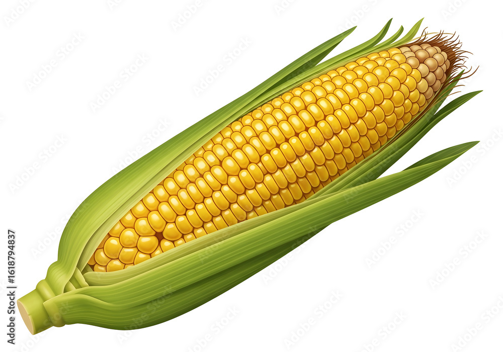 Vibrant fresh corn cob with green husks, showcasing perfect golden kernels, ideal for harvest and autumn themes. Vibrant fresh corn cob with green husks, showcasing perfect golden kernels, ideal for harvest and autumn themes.