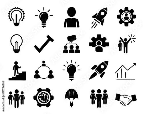 Conceptual graphic design illustrating a bright lightbulb symbolizing a new venture connected to a soaring rocket representing rapid growth and innovation for startups