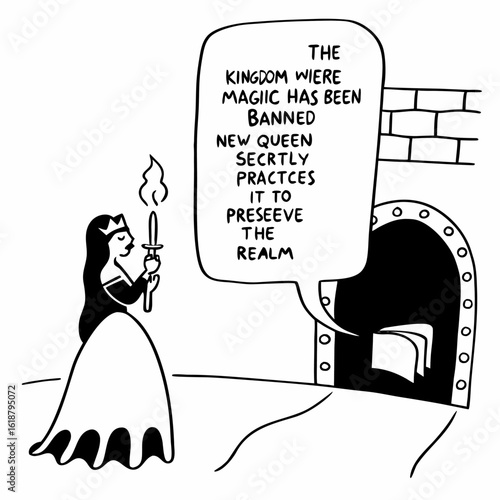 Vector art of queen kingdom magic banned secretly practices preserve realm new queen art illustration fantasy drawing 100 vector illustration