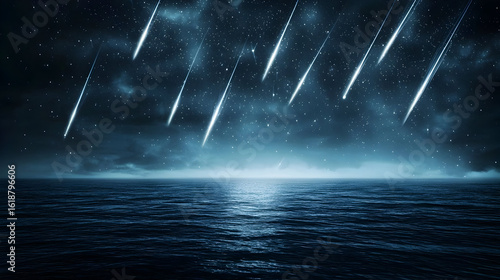 Night Sky Over Dark Blue Ocean