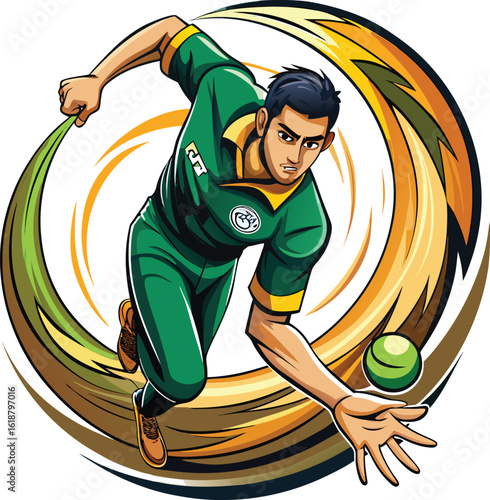 Athletic man playing cricket sport athlete