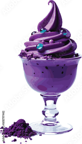Fresh strawberry ice cream dessert in a glass, a delicious frozen sweet snack