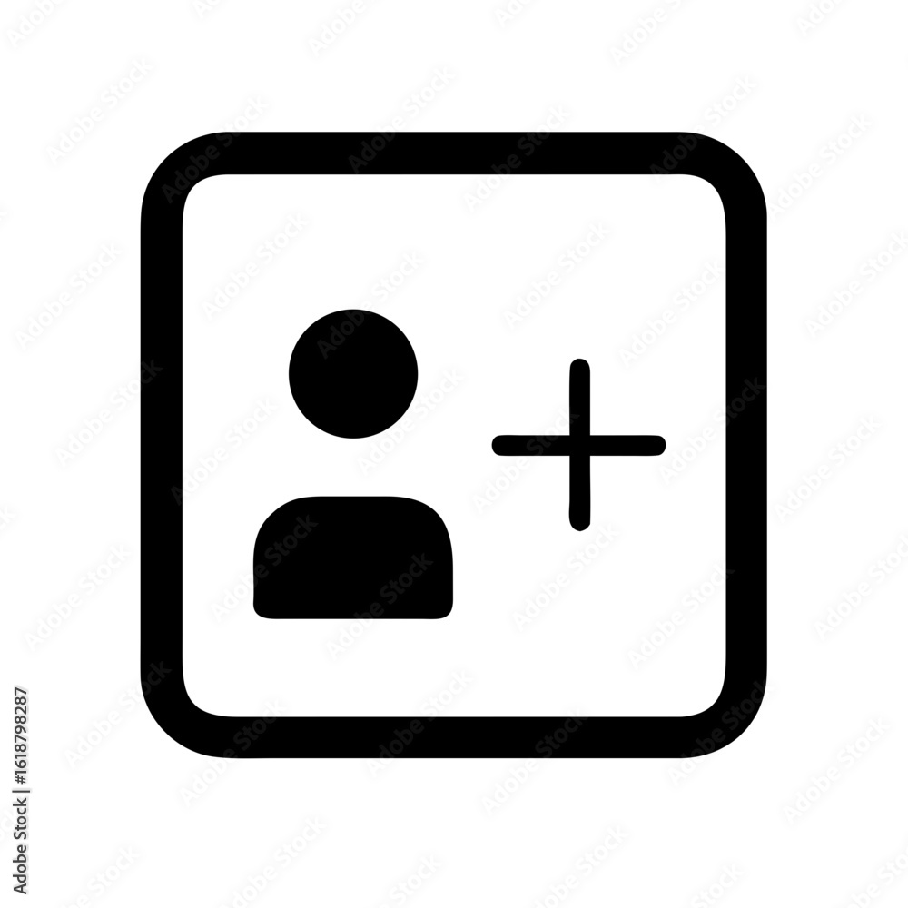 Obraz premium User plus square icon vector illustration