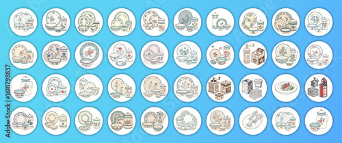 Vintage container illustration vector set, remixed from public domain collection