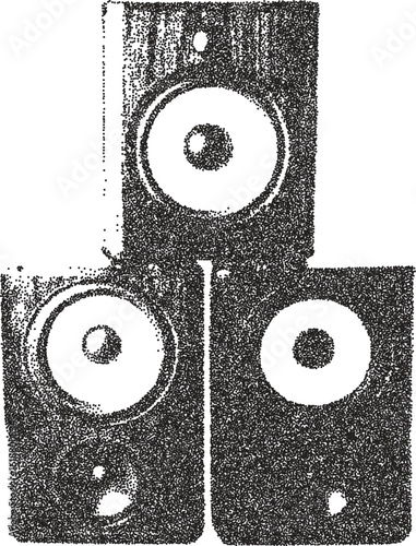 Speaker y2k retro stipple art music brutalist halftone vector png transparent, party 2000s photocopy effect tattoo aesthetic