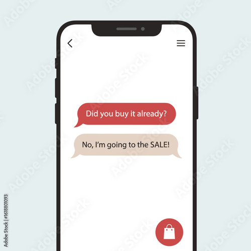 Mobile phone display with text messages about Black Friday sale  