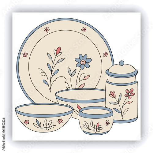 Vintage container illustration vector set, remixed from public domain collection