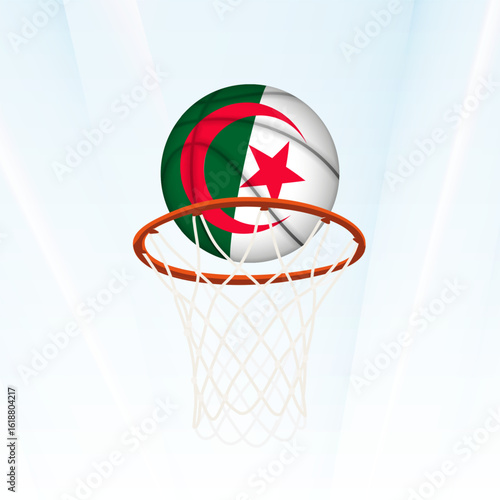 Algeria Flag Basketball Scoring Through Hoop.