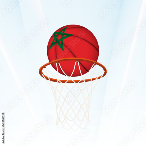 Morocco Flag Basketball Scoring Through Hoop.