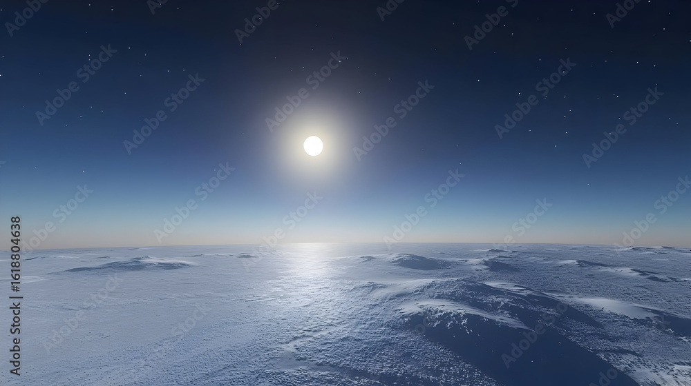 Vast Frozen Planet Landscape Under Bright Sun Vast Frozen Planet Landscape Under Bright Sun