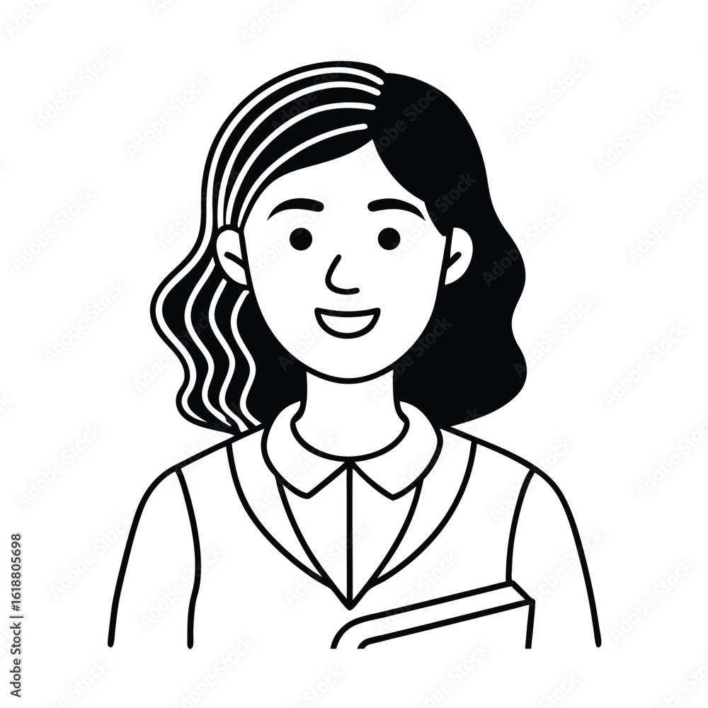 hand drawn student portrait in outline vector hand drawn student portrait in outline vector