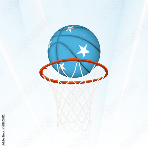 Micronesia Flag Basketball Scoring Through Hoop.