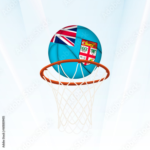Fiji Flag Basketball Scoring Through Hoop.