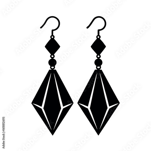 Black silhouette of diamond shaped gemstone earrings
