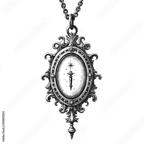 Cursed amulet pendant in vintage style with intricate design  