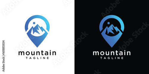 Mountain location pin logo design template