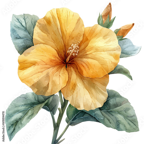 Balsam Flower, watercolor illustration vector, isolated on a white background.