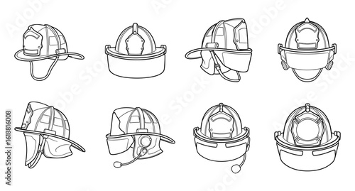 Set of different hand drawn line art illustrations of citrus juicers in a grid formation showcasing various designs and styles silhouette