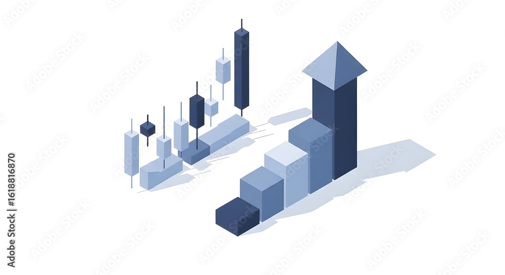 Fototapeta premium Isometric Financial Growth Chart