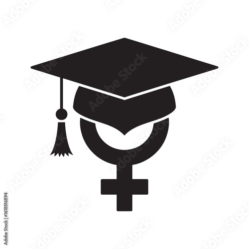 Graduation Cap With Female Symbol mortarboard tassel