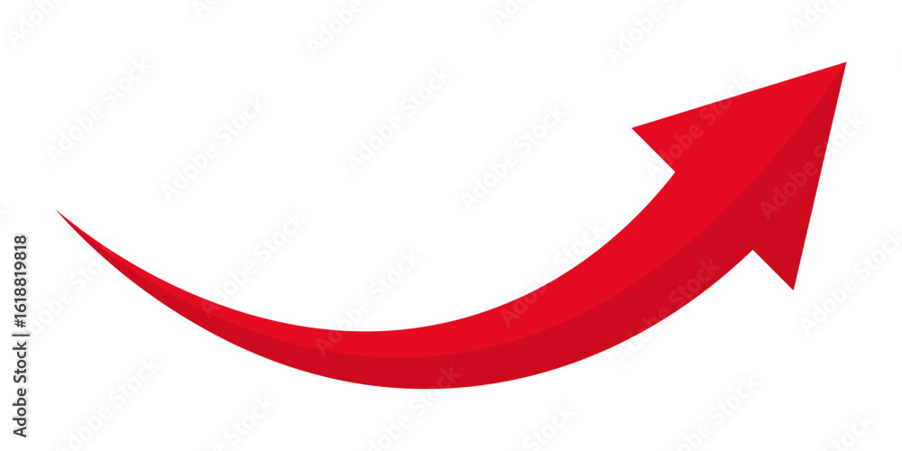 Curved red arrow pointing upward and right, symbolizing growth, improvement, progress, direction, navigation, success, trend, or emphasis in visual and digital design Curved red arrow pointing upward and right, symbolizing growth, improvement, progress, direction, navigation, success, trend, or emphasis in visual and digital design