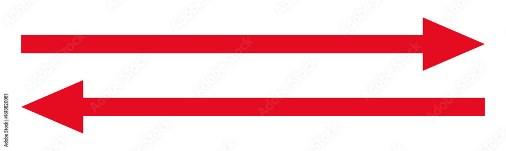 Red horizontal arrows pointing left and right, representing data flow, direction, exchange, navigation, input and output, movement, transfer, and interface control Red horizontal arrows pointing left and right, representing data flow, direction, exchange, navigation, input and output, movement, transfer, and interface control