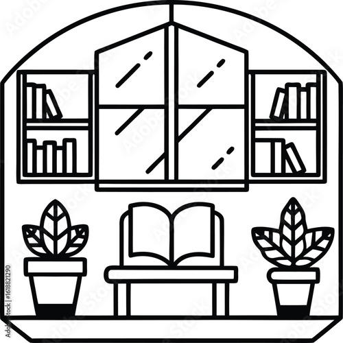 classroom with plants windows and open books