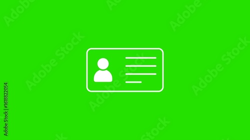 NID card icon animation. Driver's license identification card symbol. Identification card symbol on green background.