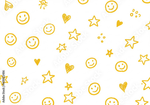 Doodles smile star golden shiny scrapbook
