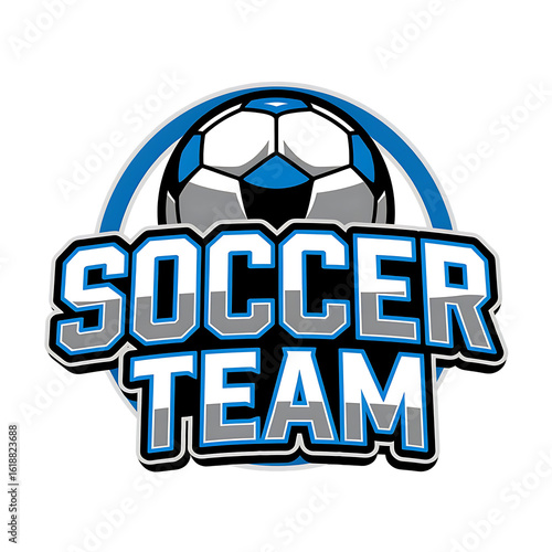 Soccer team emblem with ball isolated on transparent background