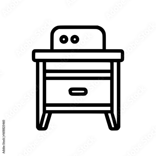 Isolated bedside table nightstand line icon illustration
