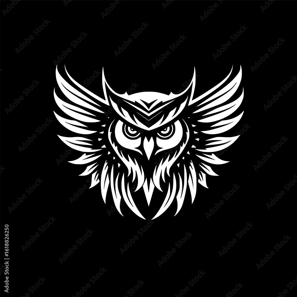 Fototapeta premium Owl | Black and White Vector illustration