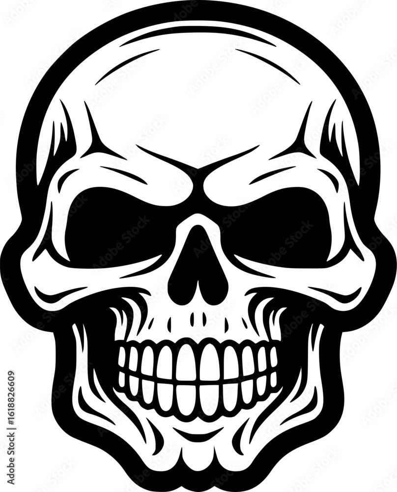 Fototapeta premium Skull - Black and White Isolated Icon - Vector illustration