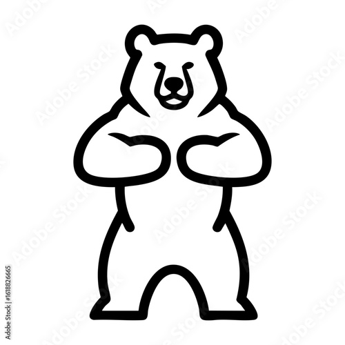 Proud Bear Mascot Silhouette Vector Logo - Confident Character with Chest Out Posture