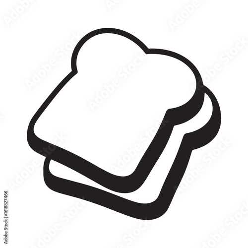 Stacked white bread slices with black outlines vector