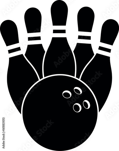 Bowling pins and ball silhouette