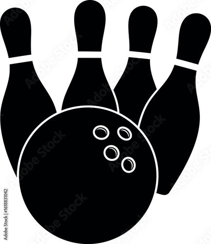 Bowling ball and pins silhouette