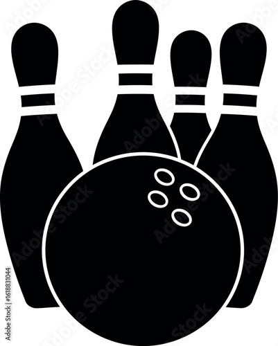 Bowling ball and pins silhouette
