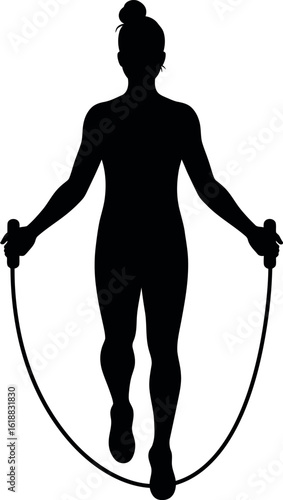 Woman silhouette jumping rope fitness cardio