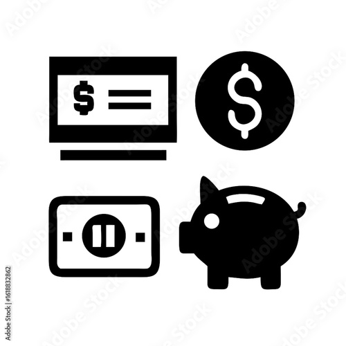 Money and finance icon set: vector business symbols for web design