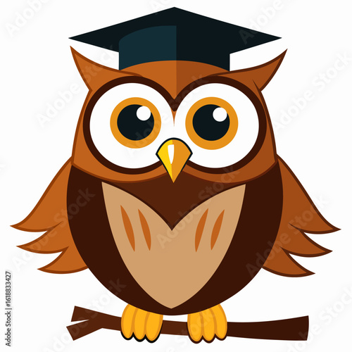Wise Owl Graduate on Branch - Education & Knowledge Mascot