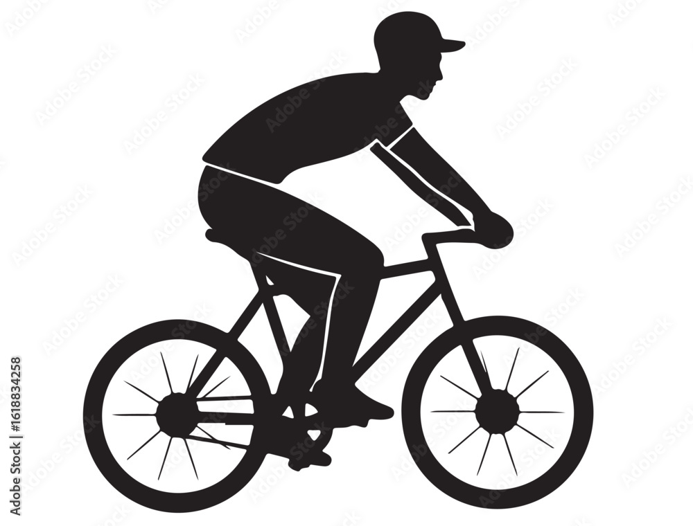 Fototapeta premium BICYCLE RIDER ICON SILHOUETTE