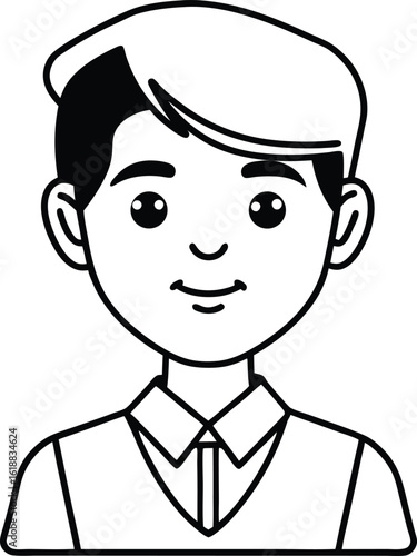 student avatar flat vector line art white background serious